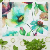 Linge De Cuisine Pastel Aquarelles Motif Floral (Plié)