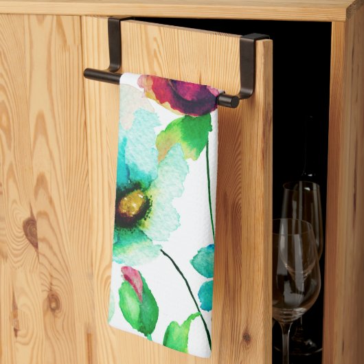 Linge De Cuisine Pastel Aquarelles Motif Floral (Pliage en tiers)