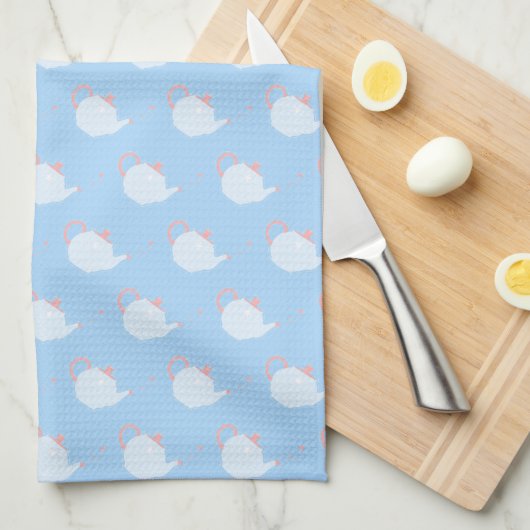 Linge De Cuisine Pastel Blue and Pink Teapot Pattern (Quart Plié)