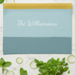 Linge De Cuisine Pastel Blue Color Block Stripes Nom personnalisé<br><div class="desc">Pastel Blue Color Block Stripes Nom personnalisé Serviette de cuisine</div>