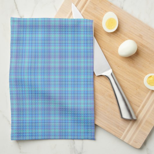 Linge De Cuisine Pastel Blue Plaid Pattern (Quart Plié)