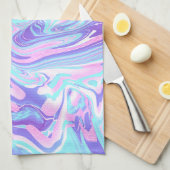 Linge De Cuisine Pastel Blue & Purple Marble Texture liquide (Quart Plié)