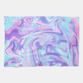 Linge De Cuisine Pastel Blue & Purple Marble Texture liquide (Horizontal)