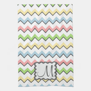 Linge De Cuisine Pastel Chevron with Monogram by Shirley Taylor
