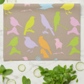 Linge De Cuisine Pastel Coloured Variété d'oiseaux Motif (Plié)