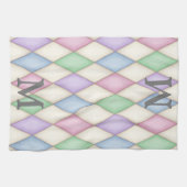 Linge De Cuisine Pastel Colours Harlequin Avec Monogramme 3D (Horizontal)