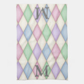 Linge De Cuisine Pastel Colours Harlequin Avec Monogramme 3D (Vertical)