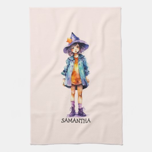 Linge De Cuisine Pastel Cute Witch Girl Halloween esthétique (Vertical)