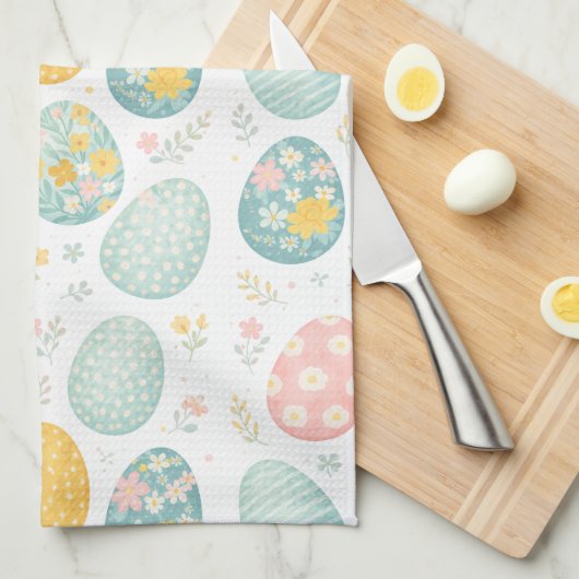 Linge De Cuisine Pastel Easter Eggs Floral Pattern - Cute Spring  (Quart Plié)