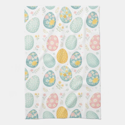 Linge De Cuisine Pastel Easter Eggs Floral Pattern - Cute Spring  (Vertical)