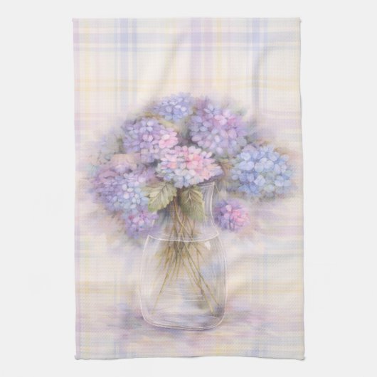 Linge De Cuisine Pastel Lilac Hydrangea Kitchen Tea Towel (Vertical)