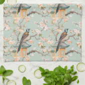 Linge De Cuisine Pastel Oriental Oiseaux et fleurs de fruits (Plié)