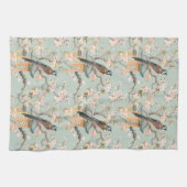 Linge De Cuisine Pastel Oriental Oiseaux et fleurs de fruits (Horizontal)