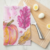 Linge De Cuisine Pastel Pink Halloween Ghost with Flowers and Pumpk (Quart Plié)
