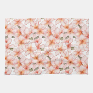 Linge De Cuisine Pastel Pink Plumeria Frangipani à motifs floraux