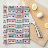 Linge De Cuisine Pastel Retro Cassette Tapes Pattern (Quart Plié)