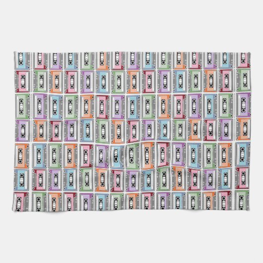 Linge De Cuisine Pastel Retro Cassette Tapes Pattern (Horizontal)
