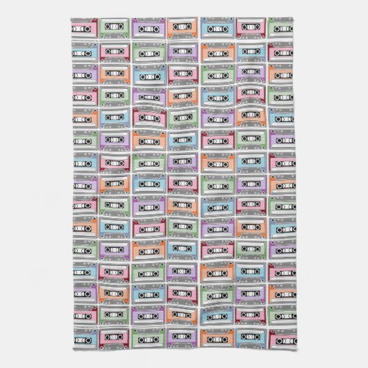 Linge De Cuisine Pastel Retro Cassette Tapes Pattern (Vertical)