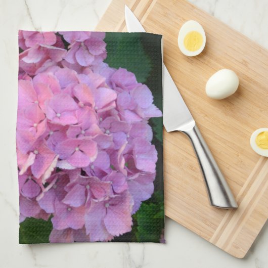 Linge De Cuisine Pastel rose Hortensia hydrangea fleurs (Quart Plié)