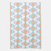 Linge De Cuisine Pastel Violet Orange Aqua Blue Ogee White Waves (Vertical)