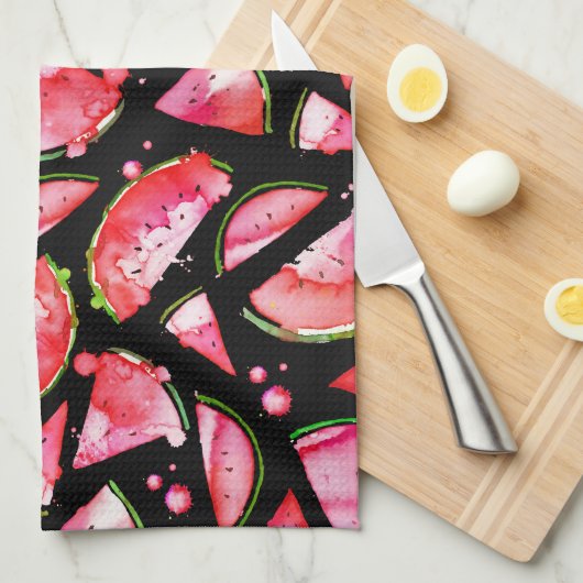 Linge De Cuisine Pastèque à l'aquarelle 2 (Quart Plié)