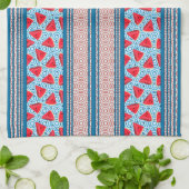 Linge De Cuisine Pastèque Aquarelle Rayures et Cercles (Plié)