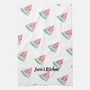 Linge De Cuisine Pastèque Moderne Rose Aquarelle