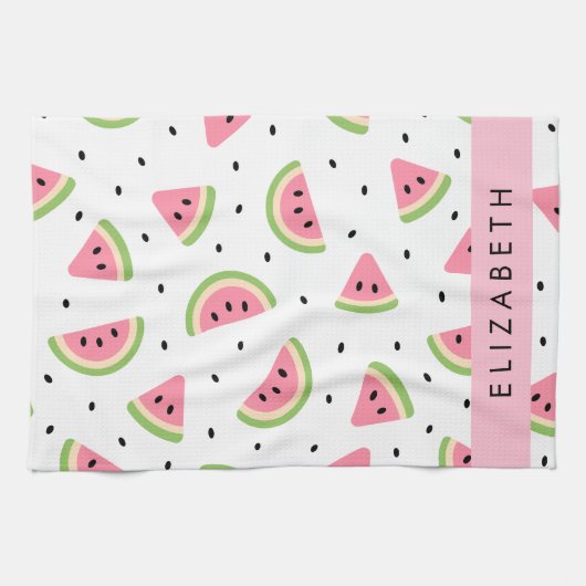 Linge De Cuisine Pastèque Rose, Pâtes De Pâques, Votre Nom (Horizontal)