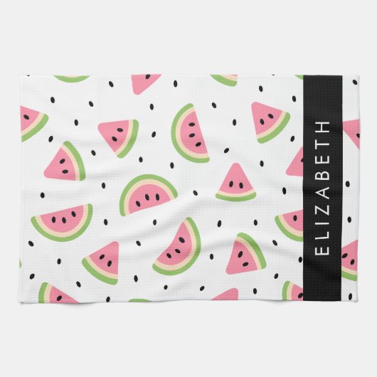 Linge De Cuisine Pastèque Rose, Pâtes De Pâques, Votre Nom (Horizontal)