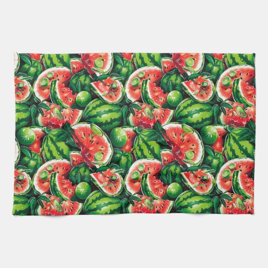 Linge De Cuisine pastèques, chaux, feuilles de pastèque, petite cha (Horizontal)