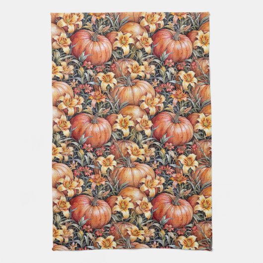 Linge De Cuisine Patch citrouille et Daylilies (Vertical)