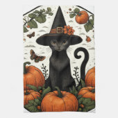 Linge De Cuisine Patch Citrouille Halloween Chat Noir (Vertical)