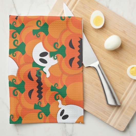 Linge De Cuisine Patch Citrouille Haunted Halloween Ghosts (Quart Plié)