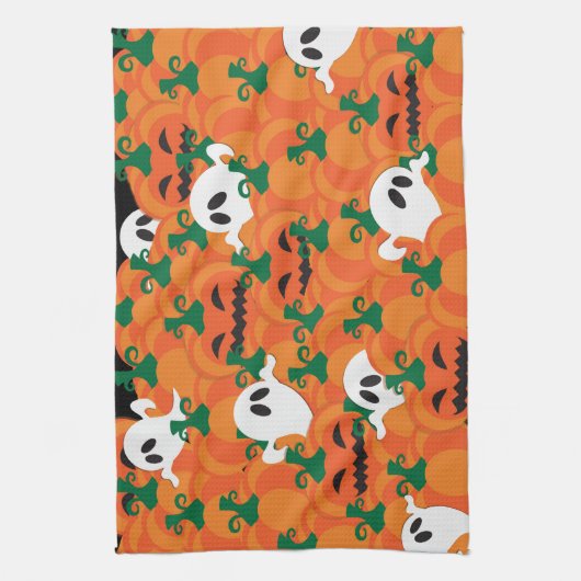 Linge De Cuisine Patch Citrouille Haunted Halloween Ghosts (Vertical)