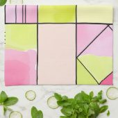 Linge De Cuisine Patchwork Abstrait Rose et Vert Citron (Plié)