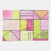 Linge De Cuisine Patchwork Abstrait Rose et Vert Citron (Horizontal)