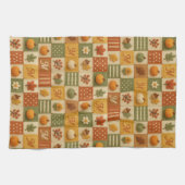 Linge De Cuisine Patchwork Automnal Citrouille Monogramme Rustique (Horizontal)