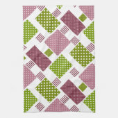 Linge De Cuisine Patchwork brun vert pois dos blanc (Vertical)