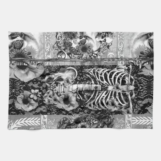 Linge De Cuisine Patchwork, collage de crâne (Horizontal)