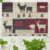 Linge De Cuisine Patchwork croisé rustique | Folk Holiday Motif (Plié)