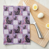 Linge De Cuisine Patchwork de chats cosmiques pourpres (Quart Plié)