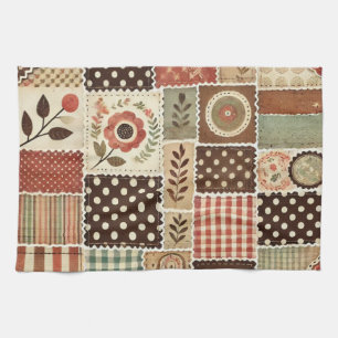Linge De Cuisine Patchwork de terre cuite et courtepointe Floral ru