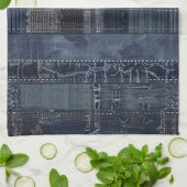Linge De Cuisine Patchwork en Denim Indigo Rustique (Plié)