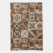 Linge De Cuisine Patchwork en terre cuite et courtepointe Rustique (Vertical)