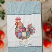 Linge De Cuisine Patchwork Hen et Pois bleus