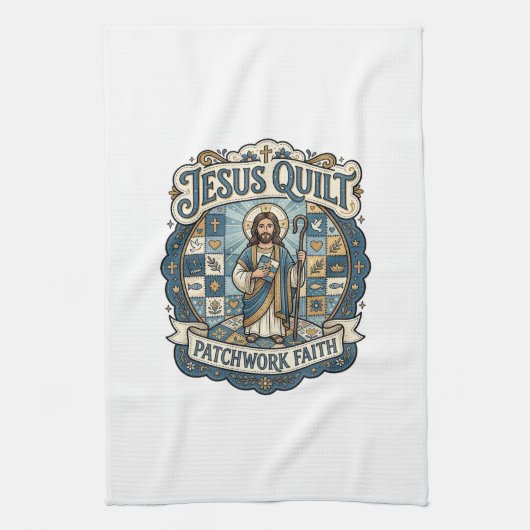 Linge De Cuisine Patchwork Jésus Foi Patchwork Jésus  (Vertical)