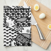 Linge De Cuisine Patchwork noir et blanc 03 de motif (Quart Plié)