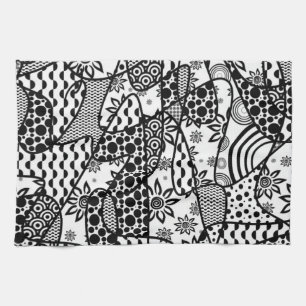 Linge De Cuisine Patchwork noir et blanc 03 de motif