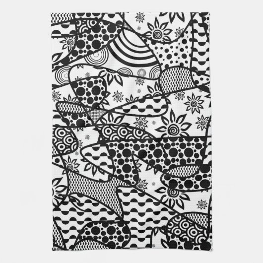 Linge De Cuisine Patchwork noir et blanc 03 de motif (Vertical)