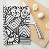 Linge De Cuisine Patchwork noir et blanc 04 de motif (Quart Plié)